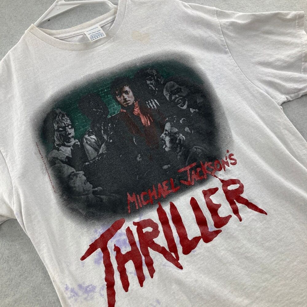 Michael Jackson's Thriller T-Shirt Adult Large L White Pop Music Memorabilia
